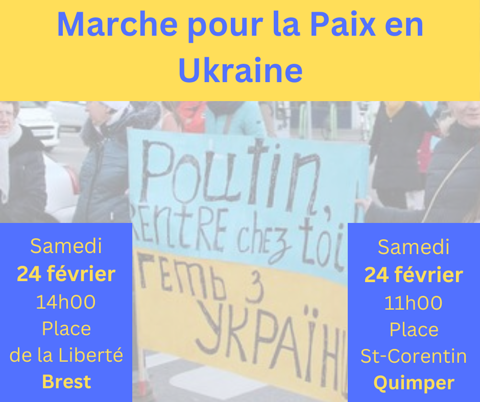appel à des rassemblements pour l’Ukraine à Brest et Quimper